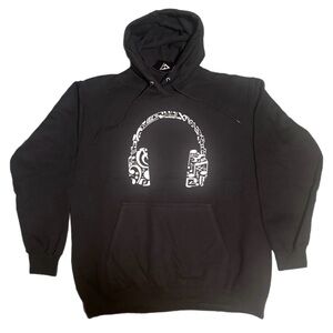 🎵NWT LA POP ART Black Hoodie with Headphone Graphic🎵 Port & Co